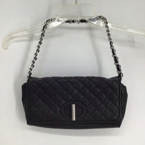 Talbots Quilted Leather Classic Clutch Shoulder Bag Silver Chain Hardware